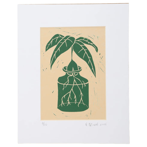 LINO CUT, AVOCADO SPROUT-GREEN