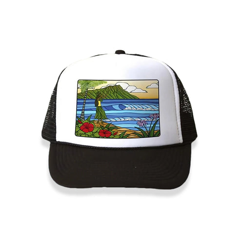 HULA GIRL TRUCKER HAT