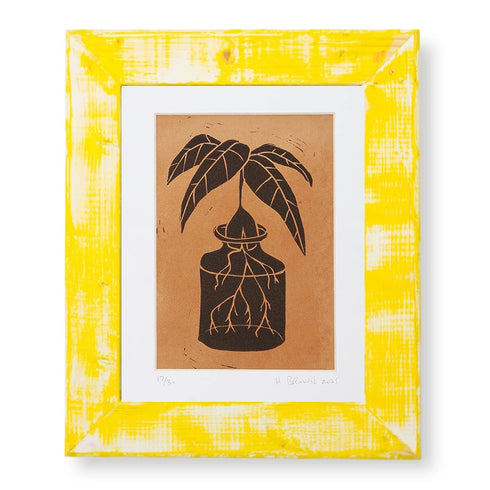 LINO CUT, AVOCADO SPROUT-BROWN