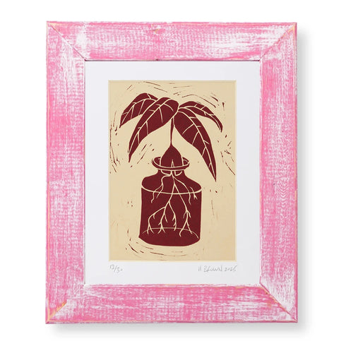 LINO CUT, AVOCADO SPROUT-BURNT SIENNA