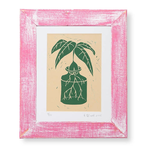 LINO CUT, AVOCADO SPROUT-GREEN