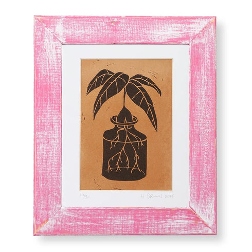 LINO CUT, AVOCADO SPROUT-BROWN