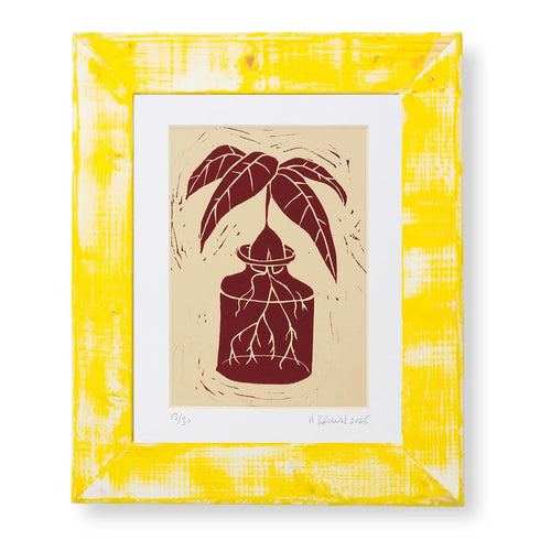 LINO CUT, AVOCADO SPROUT-BURNT SIENNA