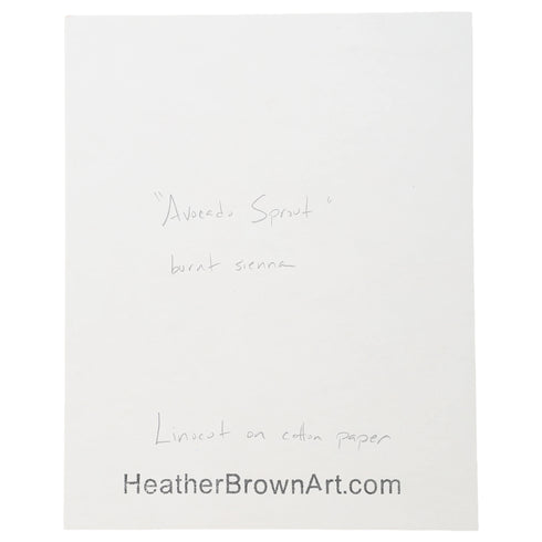 LINO CUT, AVOCADO SPROUT-BURNT SIENNA