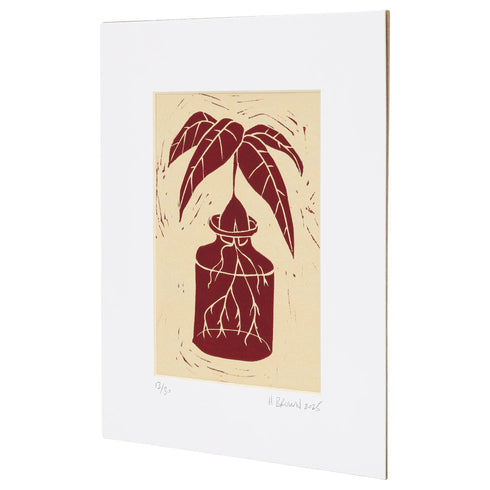 LINO CUT, AVOCADO SPROUT-BURNT SIENNA