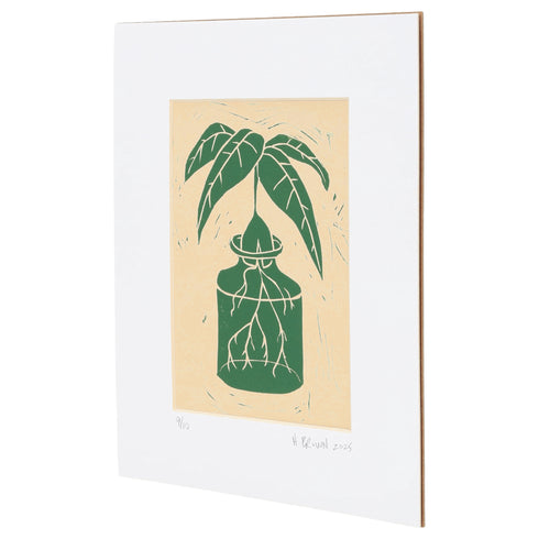 LINO CUT, AVOCADO SPROUT-GREEN