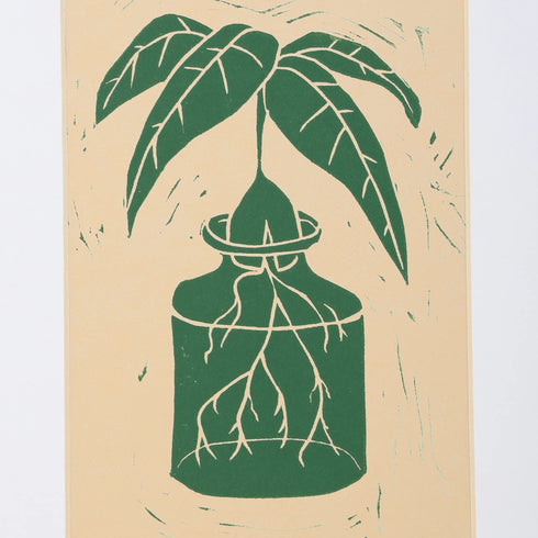 LINO CUT, AVOCADO SPROUT-GREEN