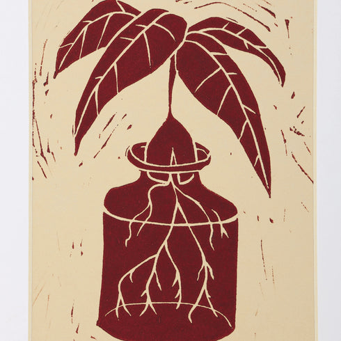 LINO CUT, AVOCADO SPROUT-BURNT SIENNA