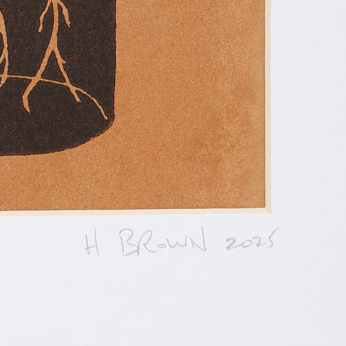 LINO CUT, AVOCADO SPROUT-BROWN