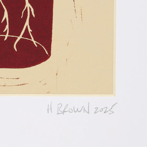 LINO CUT, AVOCADO SPROUT-BURNT SIENNA