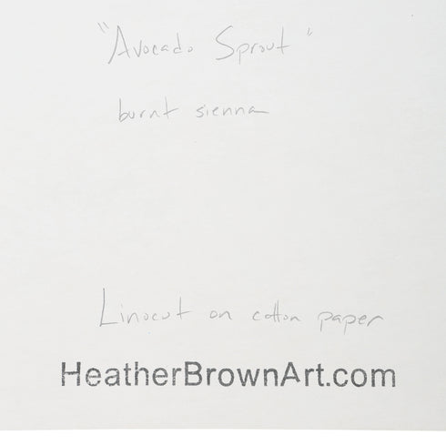 LINO CUT, AVOCADO SPROUT-BURNT SIENNA