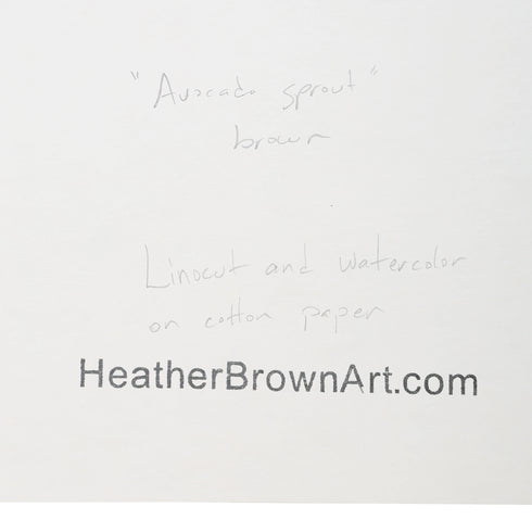 LINO CUT, AVOCADO SPROUT-BROWN