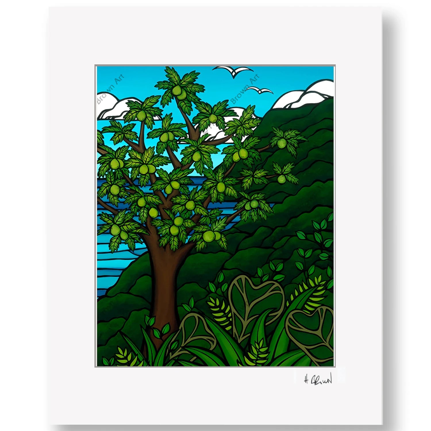 Ulu Tree ヘザーブラウン　版画絵 Ulu Tree ヘザーブラウン 版画絵